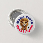 ライオン、再び地球を素晴らし作る、かわいい環境 缶バッジ (正面&裏面)