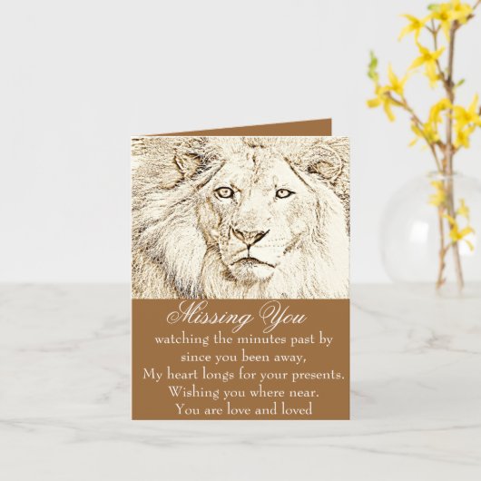 ライオン、勇気_ カード (黄色い花)