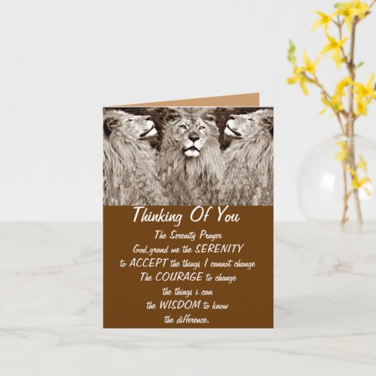 ライオン、勇気、力&強さ_ カード (黄色い花)