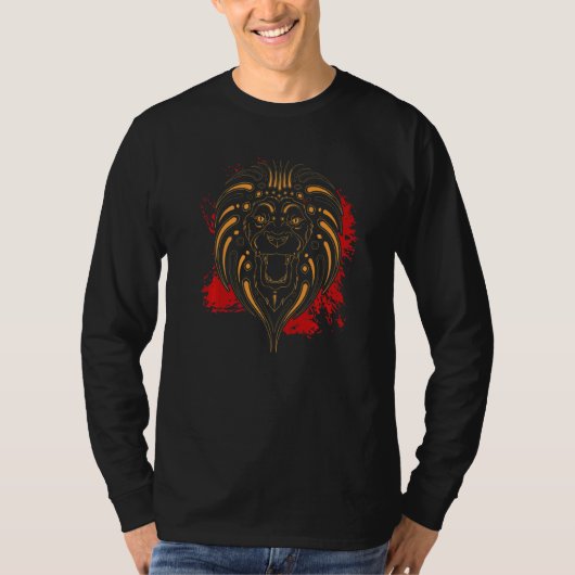 ライオン 動物 アフリカ サファリ ライオン Tシャツ (正面)