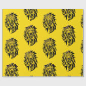 ライオン-包装紙-黄色 ラッピングペーパー (フラット)