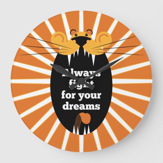 ライオン – 常に夢のために戦う ラージ壁時計 (正面)