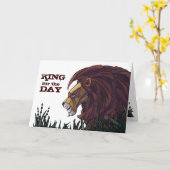 ライオン、日の挨拶状の王様 カード (黄色い花)