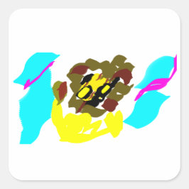 ライオン 波 アート スクエアシール