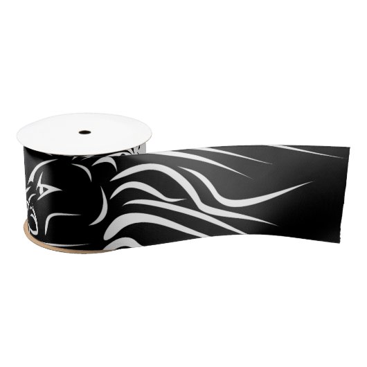 ライオン – 白黒 サテンリボン (リール)