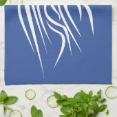 ライオン – 白 – 青 キッチンタオル (折り畳み)