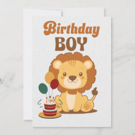 ライオン 1歳 誕生日 招待状 編集可能