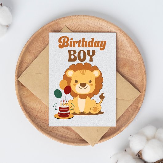 ライオン 1歳 誕生日 招待状 編集可能