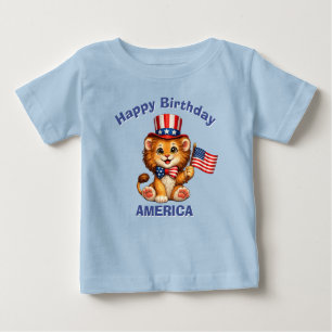 ライオン (5歳) 愛国少年Tシャツ ベビーTシャツ