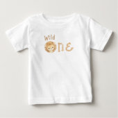 ライオン Wild One 1歳の誕生日 女の子 Tシャツ  (正面)