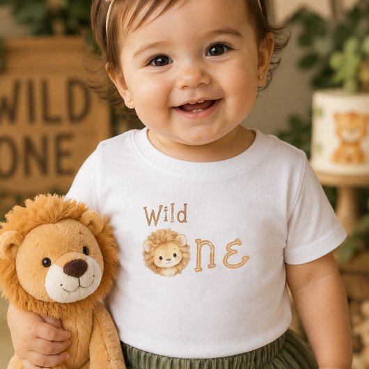 ライオン Wild One 1歳の誕生日 女の子 Tシャツ 