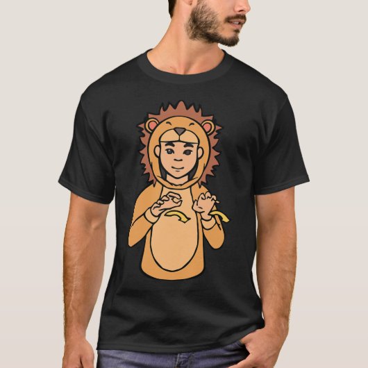 ライオンASLハンドジェスチャーろう難聴認識度 Tシャツ (正面)