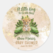 ライオンCub小さな王が彼の方法で赤ちゃんシャワー ラウンドシール (正面)