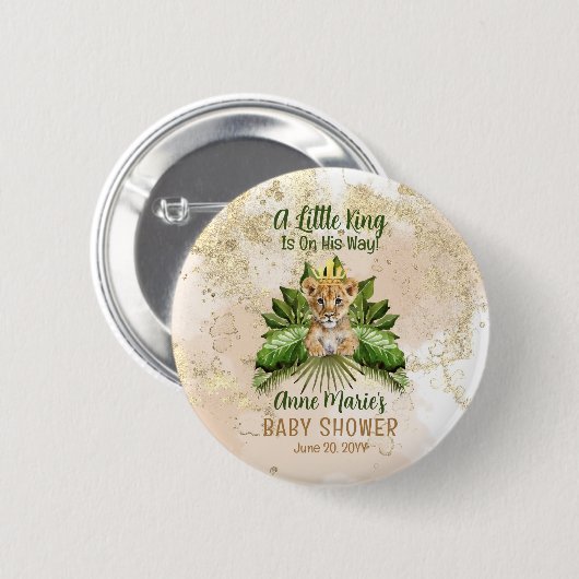 ライオンCub小さな王が彼の方法で赤ちゃんシャワー 缶バッジ (正面&裏面)