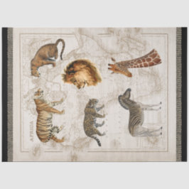 ライオンLeopard Giraffe Africaヴィンテージマップの切り離し 薄葉紙