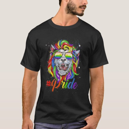 ライオンlgbtプライド カラフル tシャツ (正面)