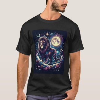 ライオンTシャツデザインムーンTシャツデザイン Tシャツ