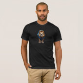 ライオンTシャツモザイクのステンドグラスデザイン Tシャツ (正面フル)