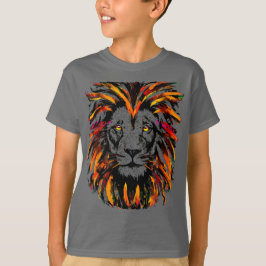 ライオンTシャツ – Orange Dark Lionイラストレーション Tシャツ