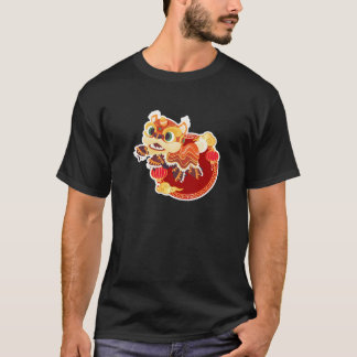 ライオ中国のンダンス新年TシャツBarongsai Tシャツ