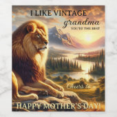 ライオ威厳のあるンおばあちゃんの母の日 ワインラベル (シングルラベル)