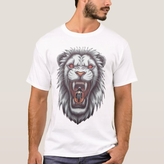 ライオ威厳のあるンは大きく吠える！ Tシャツ (正面)