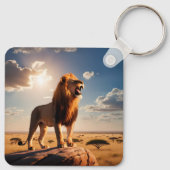 ライオ威厳のあるンインスパイア勇気の贈り物やる気を起こさせる キーホルダー (裏面)