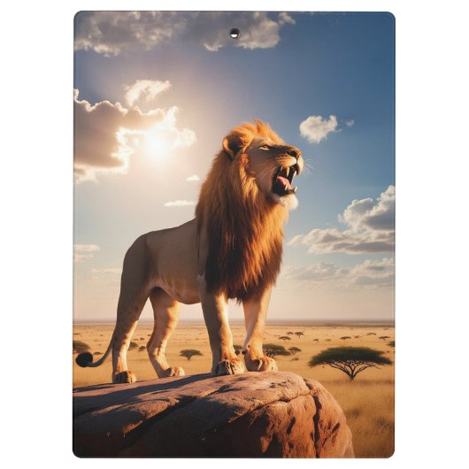 ライオ威厳のあるンインスパイア勇気の贈り物やる気を起こさせる クリップボード (裏面)