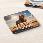 ライオ威厳のあるンインスパイア勇気やる気を起こさせる コースター (左側)