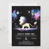 ライオ威厳のあるンエレガント誕生日 招待状 (正面)