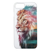 ライオ威厳のあるンダブルエクスポージャー(自然付き) 鮮やか Case-Mate iPhoneケース (裏面)