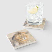 ライオ威厳のあるンフォト ストーンコースター (横)