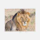 ライオ威厳のあるンフォト フリースブランケット (正面(横))