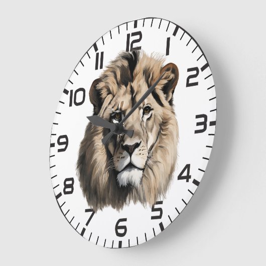 ライオ威厳のあるンポートレートウォールクロック ラージ壁時計 (傾斜)