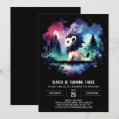 ライオ威厳のあるンモダン誕生日 招待状 (正面/裏面)