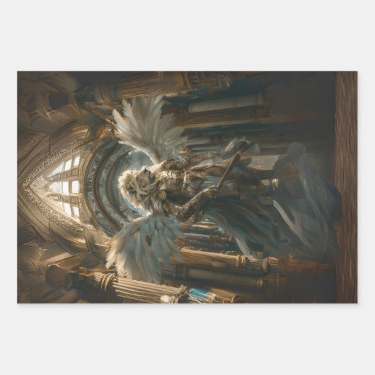 ライオ威厳のあるン祈りの言葉戦士デクページ ラッピングペーパーシート (正面3)