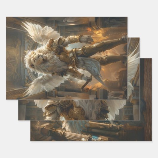 ライオ威厳のあるン祈りの言葉戦士デクページ ラッピングペーパーシート (セット)