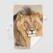 ライオ威厳のあるン野生動物ポートレート写真 ゴルフタオル (インサイチュ)