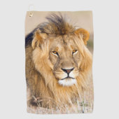 ライオ威厳のあるン野生動物ポートレート写真 ゴルフタオル (正面)