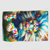 ライオ市松模様にン ゴルフタオル (横)