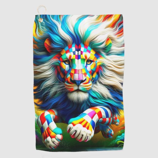 ライオ市松模様にン ゴルフタオル (正面)