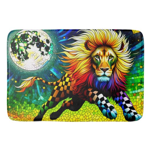 ライオ市松模様にン バスマット (正面)