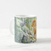 ライオ後を追ンの –  コーヒーマグカップ (正面左)