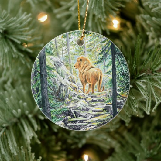 ライオ後を追ンの –  セラミックオーナメント (ツリー)