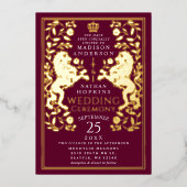 ライオ王室のン中世結婚の 箔招待状 (正面)