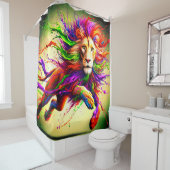 ライオ絵を描ンアート シャワーカーテン (インサイチュ)