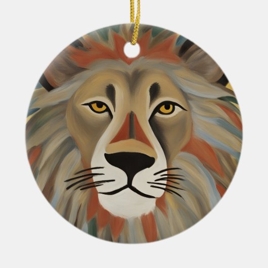 ライオ絵画ン セラミックオーナメント (正面)