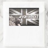 ライオ誇りを持ったンユニオンジャックパトリオカスタムティック文字 長方形シール (バッグ)