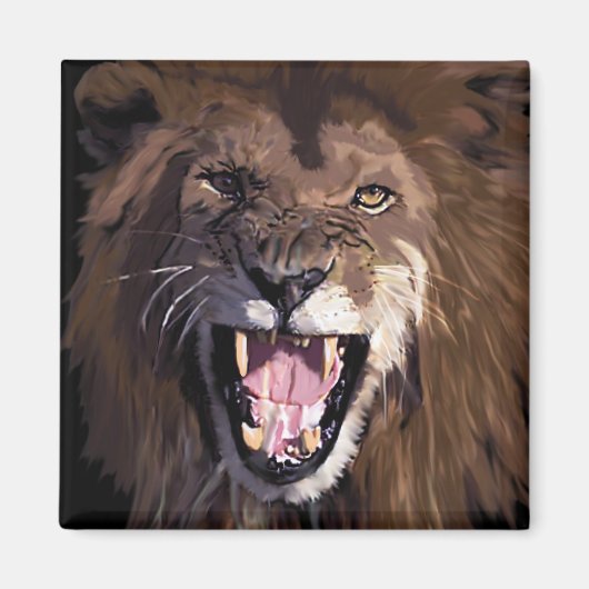 ライオ警告ン磁石 マグネット (正面)