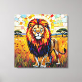 ライオ鮮やかンカラフルモザイク キャンバスプリント (正面)